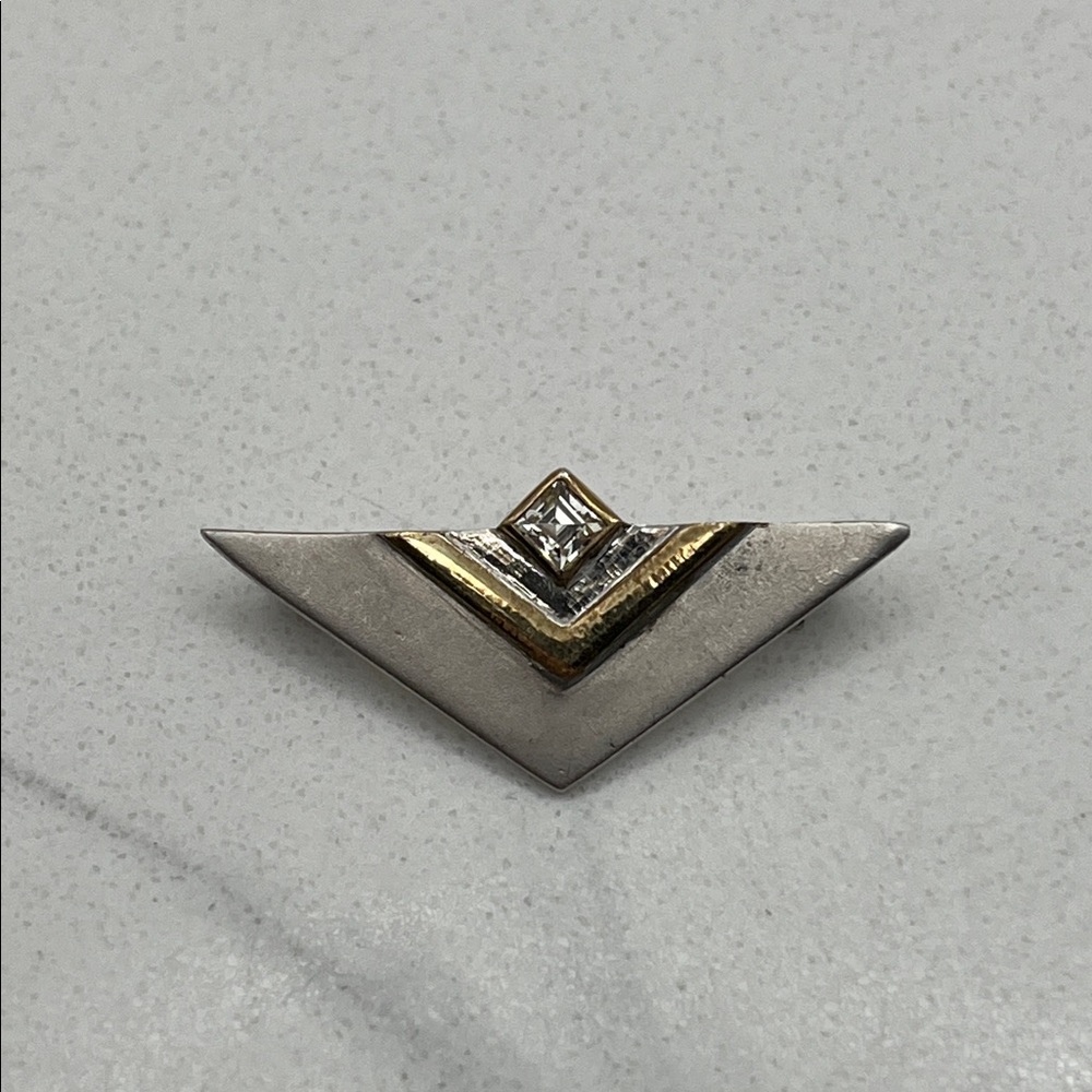 Sterling Silver and Gold tone Chevron Brooch